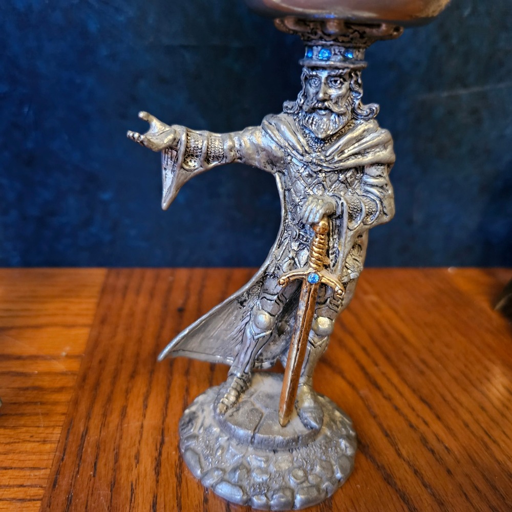 Fellowship Foundry Pewter King Arthur Queen Guinevere Goblets Medieval Fantasy - Picture 3 of 11